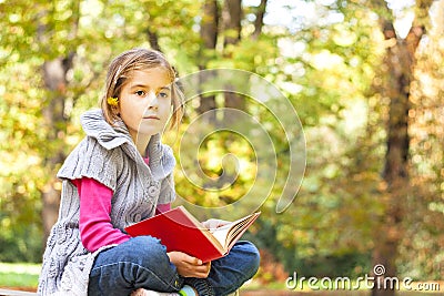 Child learns in the nature Stock Photo