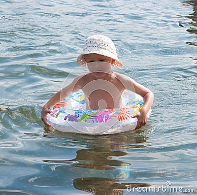 The child learns to float Stock Photo