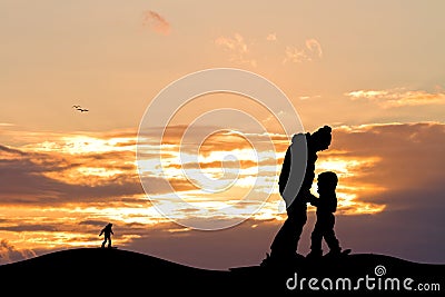 Child learns to ski Stock Photo