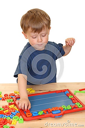 Child and letters Stock Photo