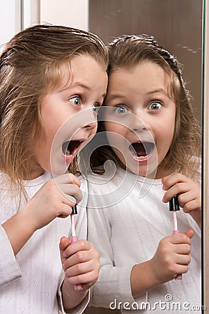 Child with lipstick Stock Photo