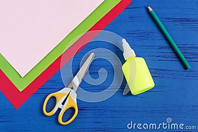 Child makes gift to March 8 or Mother`s Day. Step 1 Stock Photo