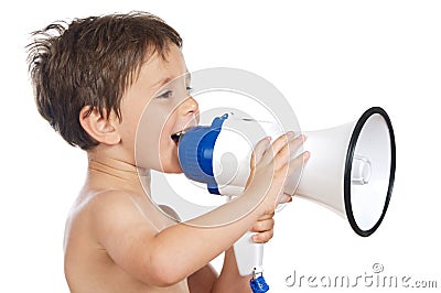 Child with a megaphone Stock Photo