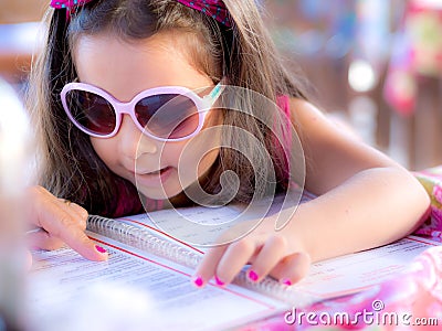 Child with menu Stock Photo