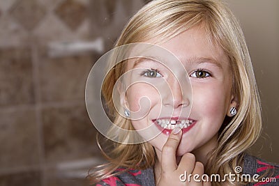 Child missing front tooth Stock Photo