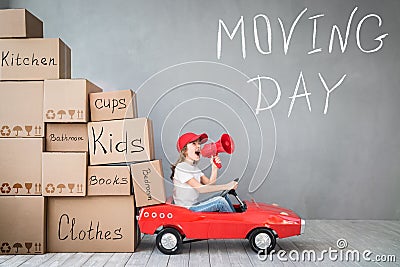 Child New Home Moving Day House Concept Stock Photo