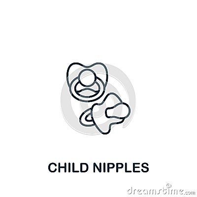 Child Nipples icon. Monochrome simple Baby icon for templates, web design and infographics Vector Illustration