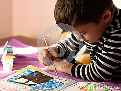 Child painting Stock Photo