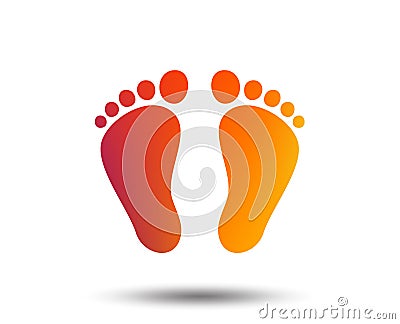 Child pair of footprint sign icon. Barefoot . Vector Illustration