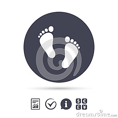 Child pair of footprint sign icon. Barefoot . Vector Illustration