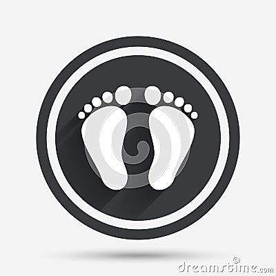 Child pair of footprint sign icon. Barefoot . Vector Illustration