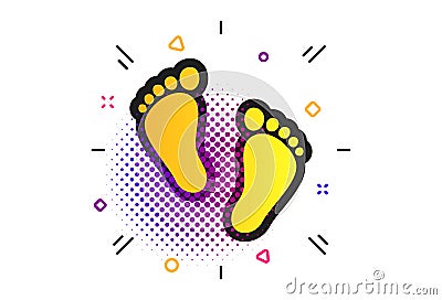 Child pair of footprint sign icon. Barefoot . Vector Vector Illustration