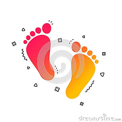 Child pair of footprint sign icon. Barefoot . Vector Vector Illustration