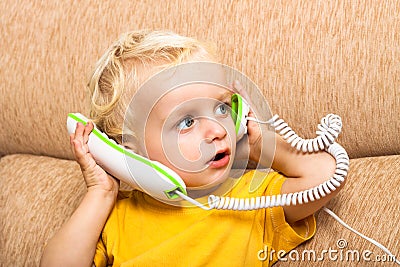 Child with phone Stock Photo