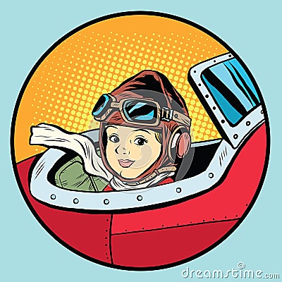 Child pilot plane game dream aviation Vector Illustration