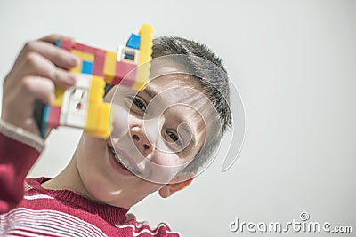 Child play with children's constructor toys Stock Photo