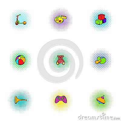 Child play icons set, pop-art style Vector Illustration