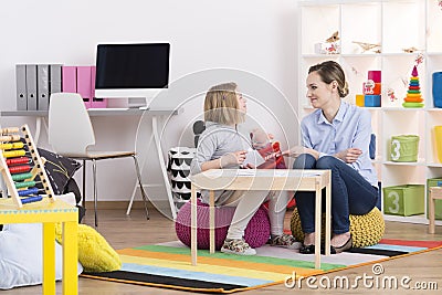 Child during play therapy Stock Photo