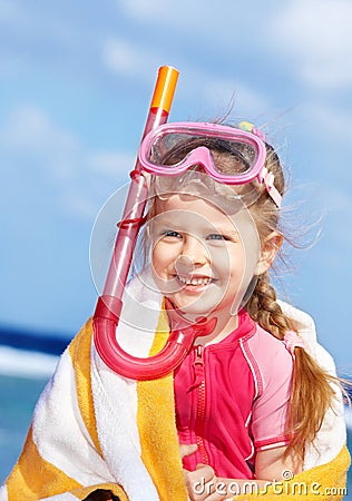 Child playing on beach. Stock Photo