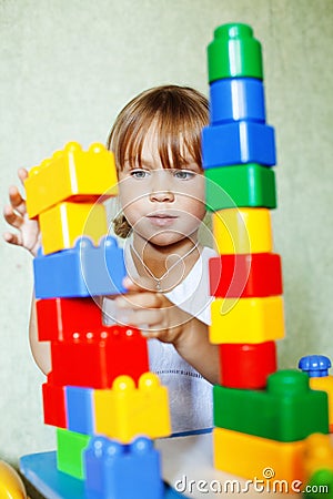 Child playing with constructor Stock Photo