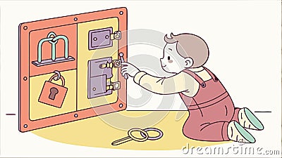 Child playing with shape sorter toy, shape sorting, educational play vector design Generative AI Vector Illustration