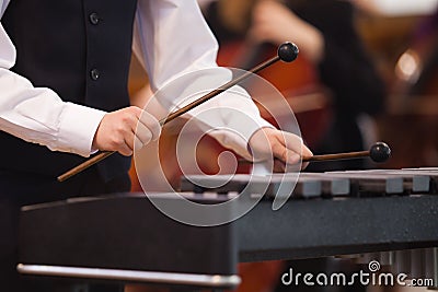 Child playing on the xylophone Stock Photo