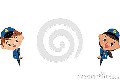 Child, police officer, copy space Vector Illustration