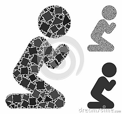 Child pray Mosaic Icon of Tremulant Elements Vector Illustration