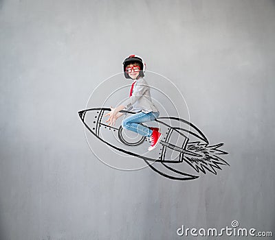 Child pretend to be businessman Stock Photo