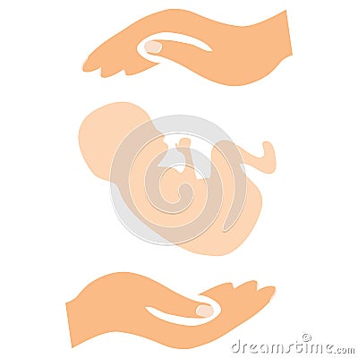The child is protected in the womb of the mother. Vector Illustration