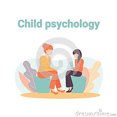 Child psychology, consulting session Vector Illustration