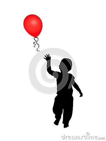 Child reaching for red balloon Vector Illustration