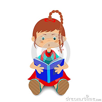 The child reads the book Vector Illustration