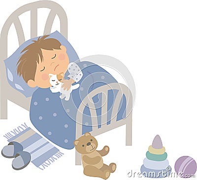 Child resting at night Vector Illustration