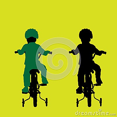Child Riding Bicycle Vector Illustration