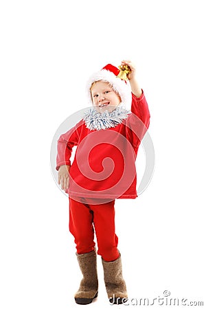 Child ringing a bell Stock Photo