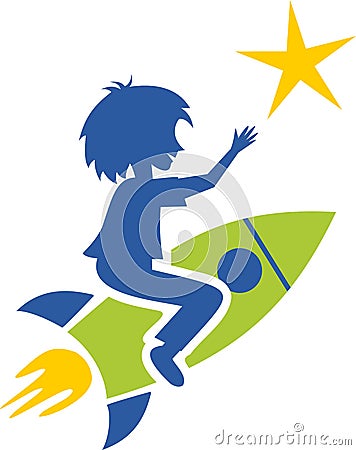 A child on a rocket Vector Illustration