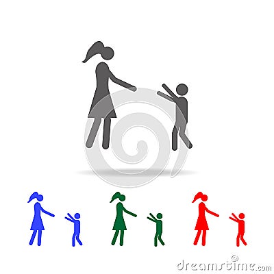 the child runs to the mother icon. Elements of human family life in multi colored icons. Premium quality graphic design icon. Simp Stock Photo