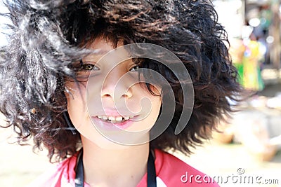 Child in Russian papakha hat Stock Photo