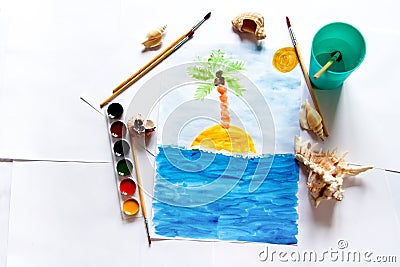 A child`s drawing Stock Photo