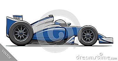 Child's funny cartoon formula race car vector illustration art Vector Illustration