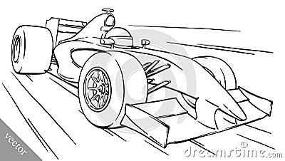 Child's funny cartoon formula race car vector illustration art Vector Illustration