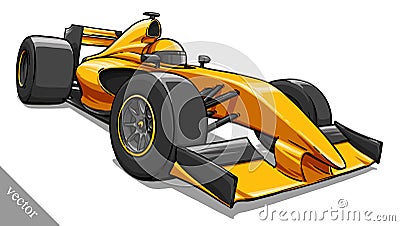 Child's funny cartoon formula race car vector illustration art Vector Illustration