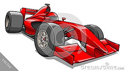 Child's funny cartoon formula race car vector illustration art Vector Illustration