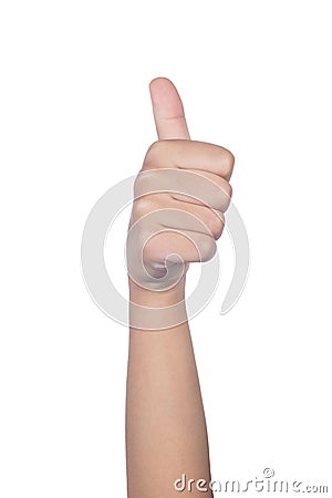 Child`s hand showing thumb up Stock Photo