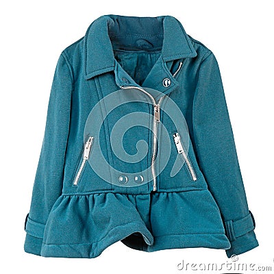 Child`s jacket isolated on white,girl`s elegant outwear Stock Photo