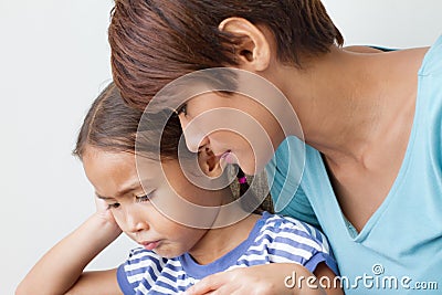 Child's problem with caring mother Stock Photo