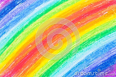 Child's rainbow crayon drawing Stock Photo