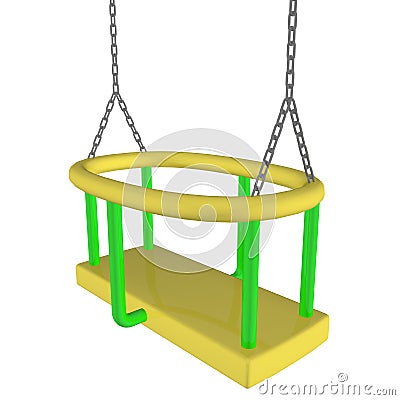 Child-safe swing, 3D illustration Cartoon Illustration