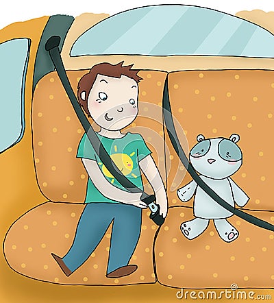 Child and seat belt Cartoon Illustration